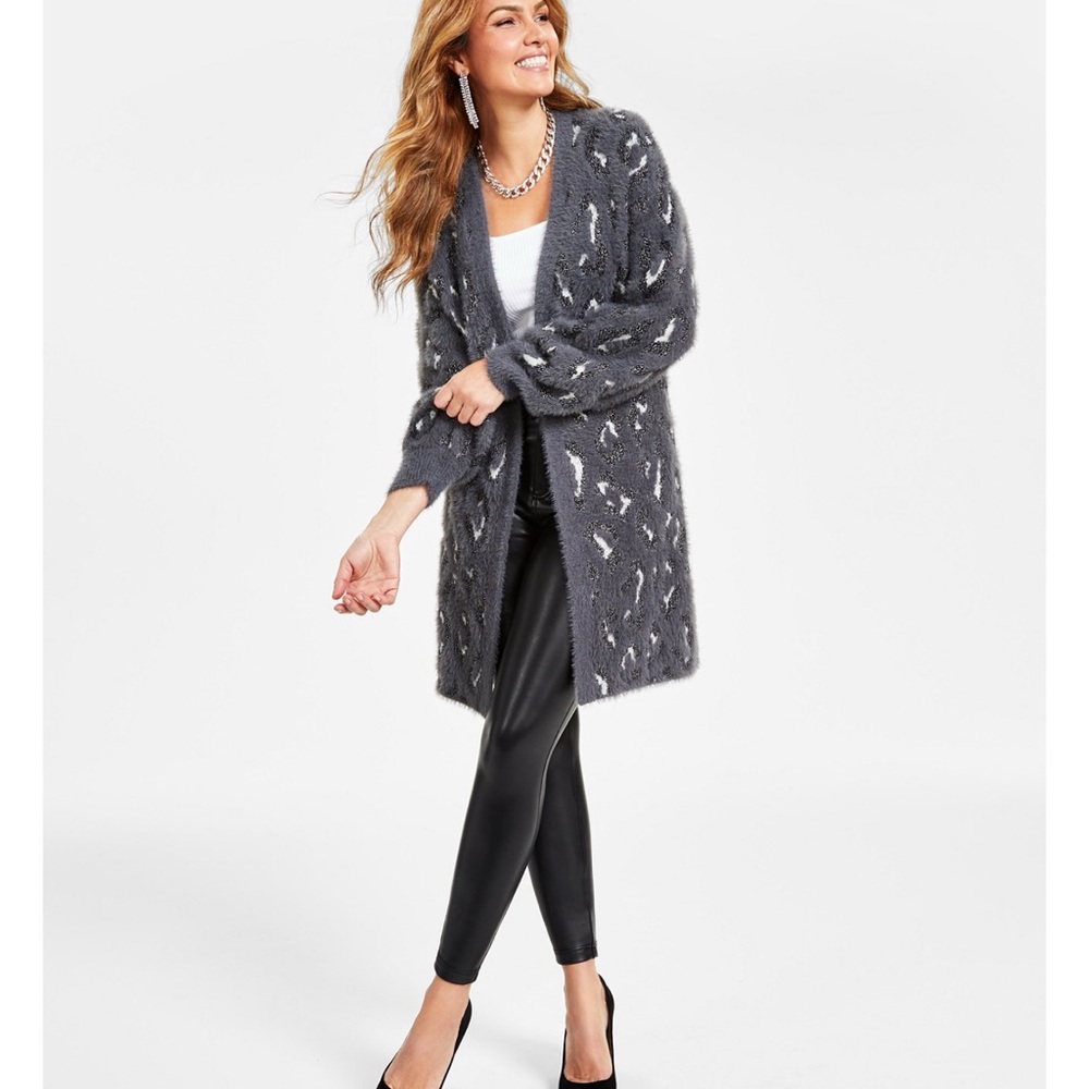 INC International Concepts Gray Open-Front Cardigan